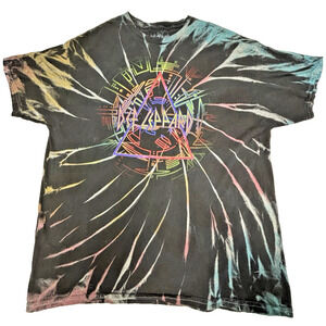 Def Leppard Mens Black Tie Dye Crest Graphic T-Shirt Size M Rock Band Tee